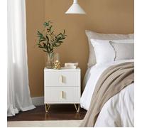 SoBuy Table de Chevet Moderne avec 2 Tiroirs, Table de Nuit et Table d'Appoint Rangement, pour Chambre, Salon, Blanc, 40x40x47cm