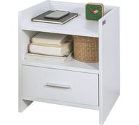 SoBuy Table de chevet Table d'appoint avec tiroir et étagères, FBT66-W