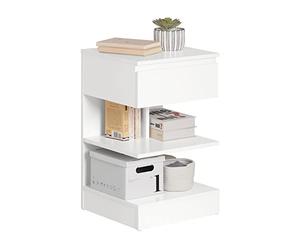 SoBuy Table de Chevet - Table de Nuit avec 1 tiroir et 2 étagères, Table d'appoint pour Chambre à Coucher - Meuble de Rangement Moderne L39 x P39 x H65 cm Blanc FBT49-W
