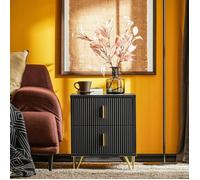 SoBuy Table de Chevet, Table de Nuit avec 2 tiroirs, Table d'appoint pour Chambre à Coucher, Moderne, Noir 40 x 40 x 47 cm