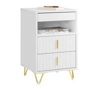 SoBuy Table de Chevet, Table de Nuit avec 3 tiroirs et étagère, Table d’appoint Moderne pour Chambre et Salon, Blanc L40 x P40 x H63 cm FBT168-W
