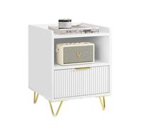 SoBuy Table de Chevet, Table de Nuit avec tiroir et étagère, Table d’appoint Moderne pour Chambre et Salon, Blanc L40 x P40 x H51 cm FBT169-W