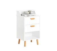 SoBuy Table de Chevet, Table de Nuit, Table d'Appoint, Bout de Canapé avec 1 Étagère, 2 Tiroirs et 1 Compartiment Ouvert pour Salon Chambre à Coucher Bureau, 40 x 35 x 71 cm, FBT125-W