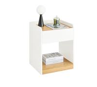 SoBuy FBT128-WN Table de Chevet, Table de Nuit, Table d'Appoint, Bout de Canapé avec 1 Tiroir pour Salon, Chambre Blanc