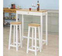 SoBuy Table de cuisine Table de bar avec tabouret, avec 2 tabourets, bois d'hévéa FWT50-WN