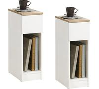 SoBuy Table de nuit set de 2 avec tiroir pour boxspring sofafel 2 pièces table d'appoint table de téléphone étroite table de nuit table de nuit blanche