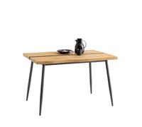 SoBuy Table de Salle à Manger, Table à Dîner Rectangulaire en Bois MDF (E1) et Métal Noir, 120 x 78 x 75 cm, Marron et Noir, Contemporaine, à Monter Soi-même