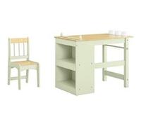 SoBuy Table Enfant 2 Pièces avec Étagères et Rangements Bureau Verte