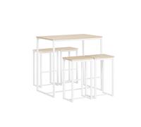 SoBuy OGT15-WN Set de 1 Table + 4 Tabourets Ensemble Table de Bar Bistrot + 4 Tabourets de Bar avec Repose-Pieds (Blanc)