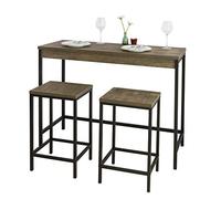 SoBuy Table Haute Mange Debout avec 2 Tabourets, Table de Bar Cuisine, Table Haute Cuisine Petit Espace, Table Mange Debout avec Tabourets, L121xP46xH97cm OGT30-N