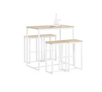 SoBuy Table Haute Mange Debout avec 4 Tabourets Ensemble Table Bar Cuisine Gain de Place pour Petit Espace Table Mange-Debout Compacte pour Cuisine, Balcon ou Salle à Manger 100x60x96cm OGT15-WN