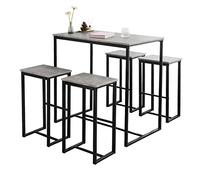 SoBuy Table Haute Mange Debout avec 4 Tabourets Ensemble Table Bar Cuisine Gain de Place pour Petit Espace Table Mange-Debout Compacte pour Cuisine, Balcon ou Salle à Manger Gris 100x60x96cm OGT15-HG