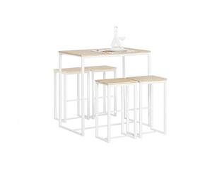 SoBuy Table Haute Mange Debout avec 4 Tabourets Ensemble Table Bar Cuisine Gain de Place pour Petit Espace Table Mange-Debout Compacte pour Cuisine, Balcon ou Salle à Manger 100x60x96cm OGT15-WN