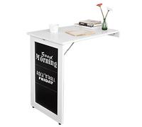 SoBuy Table Murale Rabattable à Manger Pliable avec Tableau Mémo Extensible Gain de Place pour Cuisine, Bureau et Petits Espaces Blanc 50cm x 75cm x 76cm FWT20-W
