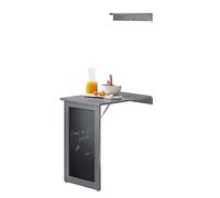 SoBuy Table Murale Rabattable à Manger Pliable avec Tableau Mémo Extensible Gain de Place pour Cuisine, Bureau et Petits Espaces Gris 50cm x 75cm x 76cm FWT20-HG