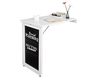 SoBuy Table Murale Rabattable avec Tableau Mémo, pliée 8 cm, 50×75×76cm | Table à Manger Pliable, charge 30 kg, repas & travail, entretien facile, MDF, pour cuisine & bureau & petits espaces, FWT20-W