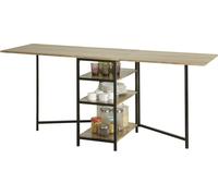 SoBuy Table pliante à 2 volets et 3 étagères, table de cuisine pliante, table de repas pliante, gain de place, 180 x 60 x 77 cm