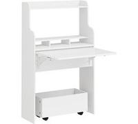 Bureau pliable mural - SoBuy - Pliable et rabattable - Dimensions 64x63x100,6 cm - Blanc - 5 étagères ouvertes