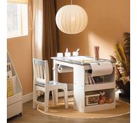 SoBuy Table pour enfants avec 1 chaise Ensemble de chaises d'intérieur pour enfants Table de peinture pour enfants Gris clair KMB60-HG