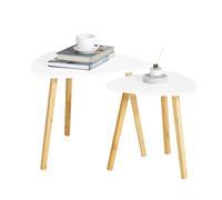 SoBuy Tables Basse Gigognes Lot de 2 - Table Basse Salon Moderne, Grande 55 cm & Petite 40 cm, Blanc, FBT74-W