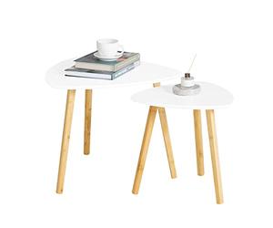 SoBuy Tables Basse Gigognes Lot de 2 - Table Basse Salon Moderne, Grande 55 cm & Petite 40 cm, Blanc, FBT74-W