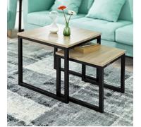 SoBuy Tables Basses Gigognes FBT42-N Set de 2 design industriel bois et métal noir