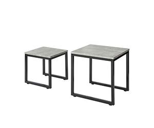 SoBuy Tables Basses Gigognes Lot de 2 Effet Béton | Tables d'appoint empilables carrées pour salon, design moderne et gain de place FBT42-HG