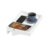 SoBuy Tablette de lit NKD01-W – Plateau bambou amovible à encoches câbles Blanc