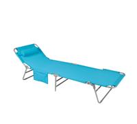 SoBuy OGS35-B Chaise Longue Pliable et Réglable, Transat de Jardin avec Appui-Tête et Pochette, Bain de Soleil, Transat Relaxation Ergonomique, pour Jardin, Balcon, Terrase, Charge 120 kg Bleu G
