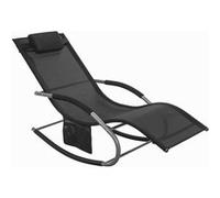 SoBuy Transat Pliable de Jardin - Chaise Longue à Bascule Ergonomique Noire