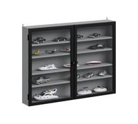 SoBuy Vitrine Murale 12cm Prof. 5 Niveaux pour Figurines, modèles | Étagères réglables, présentation & rangement anti-poussière, pour collectionneurs, Gris, 80x12,2x60cm, FSB113-DG