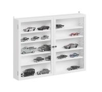 SoBuy Vitrine Murale 12cm Prof. 5 Niveaux pour Figurines, modèles | Porte bambou-acrylique, étagères flexibles, anti-poussière, Blanc, 80x12,2x60cm, FSB113-W