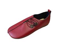 Sobzia Chaussures de Course Rétro en Cuir Souple pour Femme - Confortable Chaussures Plates en Similicuir - Style Médiéval Renaissance - Chaussure Pirates à Enfiler pour Femme Rouge 38