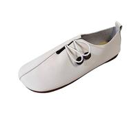 Sobzia Chaussures de Course Rétro en Cuir Souple pour Femme - Confortable Chaussures Plates en Similicuir - Style Médiéval Renaissance - Chaussure Pirates à Enfiler pour Femme Blanc 38