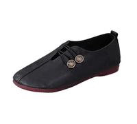 Sobzia Chaussures de Course Rétro en Cuir Souple pour Femme - Confortable Chaussures Plates en Similicuir - Style Médiéval Renaissance - Chaussure Pirates à Enfiler pour Femme Noir 37