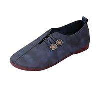 Sobzia Chaussures de Course Rétro en Cuir Souple pour Femme - Confortable Chaussures Plates en Similicuir - Style Médiéval Renaissance - Chaussure Pirates à Enfiler pour Femme Bleu 43