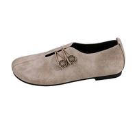 Sobzia Chaussures de Course Rétro en Cuir Souple pour Femme - Confortable Chaussures Plates en Similicuir - Style Médiéval Renaissance - Chaussure Pirates à Enfiler pour Femme Kaki 39