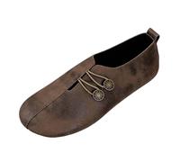 Sobzia Chaussures de Course Rétro en Cuir Souple pour Femme - Confortable Chaussures Plates en Similicuir - Style Médiéval Renaissance - Chaussure Pirates à Enfiler pour Femme Marron 39
