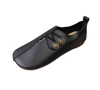Sobzia Chaussures de Course Rétro en Cuir Souple pour Femme - Confortable Chaussures Plates en Similicuir - Style Médiéval Renaissance - Chaussure Pirates à Enfiler pour Femme Noir 41