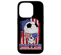 Soccer American Flag Skull Sunglass Patriotic 4th July Coque pour iPhone 14 Pro