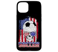 Soccer American Flag Skull Sunglass Patriotic 4th July Coque pour iPhone 15 Plus