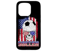 Soccer American Flag Skull Sunglass Patriotic 4th July Coque pour iPhone 15 Pro
