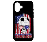 Soccer American Flag Skull Sunglass Patriotic 4th July Coque pour iPhone 16