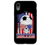 Soccer American Flag Skull Sunglass Patriotic 4th July Coque pour iPhone XR