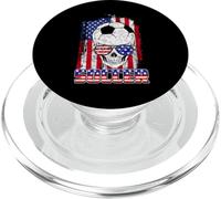 Soccer American Flag Skull Sunglass Patriotic 4th July PopSockets PopGrip pour MagSafe
