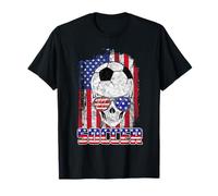 Soccer American Flag Skull Sunglass Patriotic 4th July T-Shirt