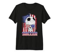 Soccer American Flag Skull Sunglass Patriotic 4th July T-Shirt Haut de Gamme