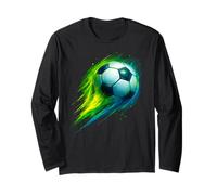 Soccer Ball Colorful Effect Tie Dye Vert Jaune Bleu Football Manche Longue
