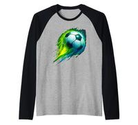 Soccer Ball Colorful Effect Tie Dye Vert Jaune Bleu Football Manche Raglan