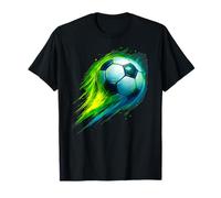 Soccer Ball Colorful Effect Tie Dye Vert Jaune Bleu Football T-Shirt